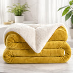 Reversible Sherpa Fleece Throw Blanket