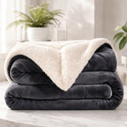 Reversible Sherpa Fleece Throw Blanket