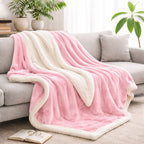 Reversible Sherpa Fleece Throw Blanket