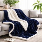Reversible Sherpa Fleece Throw Blanket
