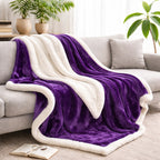 Reversible Sherpa Fleece Throw Blanket
