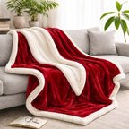 Reversible Sherpa Fleece Throw Blanket