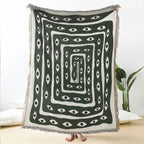 Reversible Snake-Eye Woven Cotton Tassel-Edged Throw Blanket (51"x63")