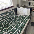 Reversible Snake-Eye Woven Cotton Tassel-Edged Throw Blanket (51"x63")