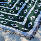 Reversible Snake-Eye Woven Cotton Tassel-Edged Throw Blanket (51"x63")
