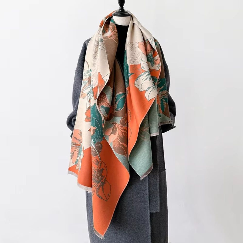 Reversible Ultra-Soft Microfiber Floral Shawl (71-Inch)