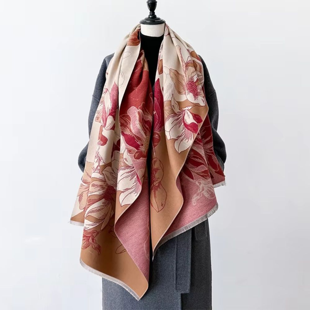 Reversible Ultra-Soft Microfiber Floral Shawl (71-Inch)