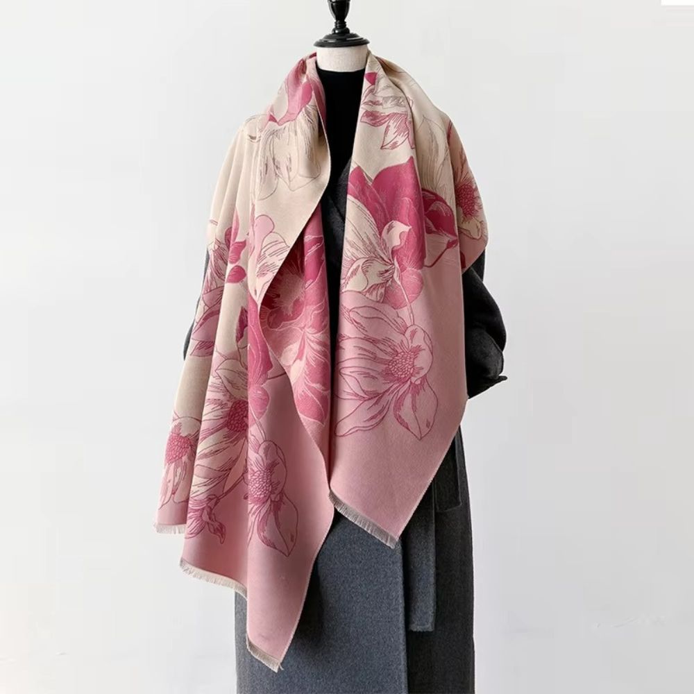 Reversible Ultra-Soft Microfiber Floral Shawl (71-Inch)