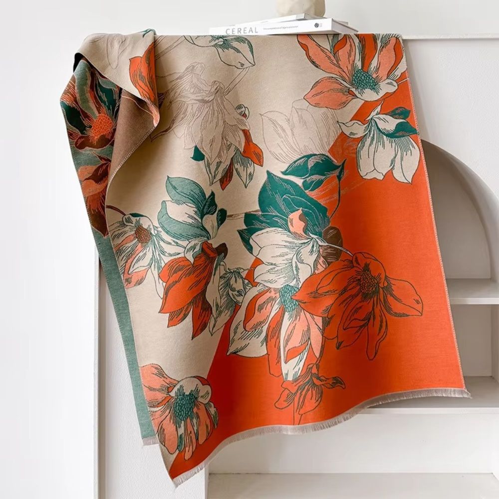 Reversible Ultra-Soft Microfiber Floral Shawl (71-Inch)