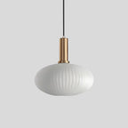 Ribbed Amber Glass Brass Finish Pendant Light (1.5m Adjustable Cord)