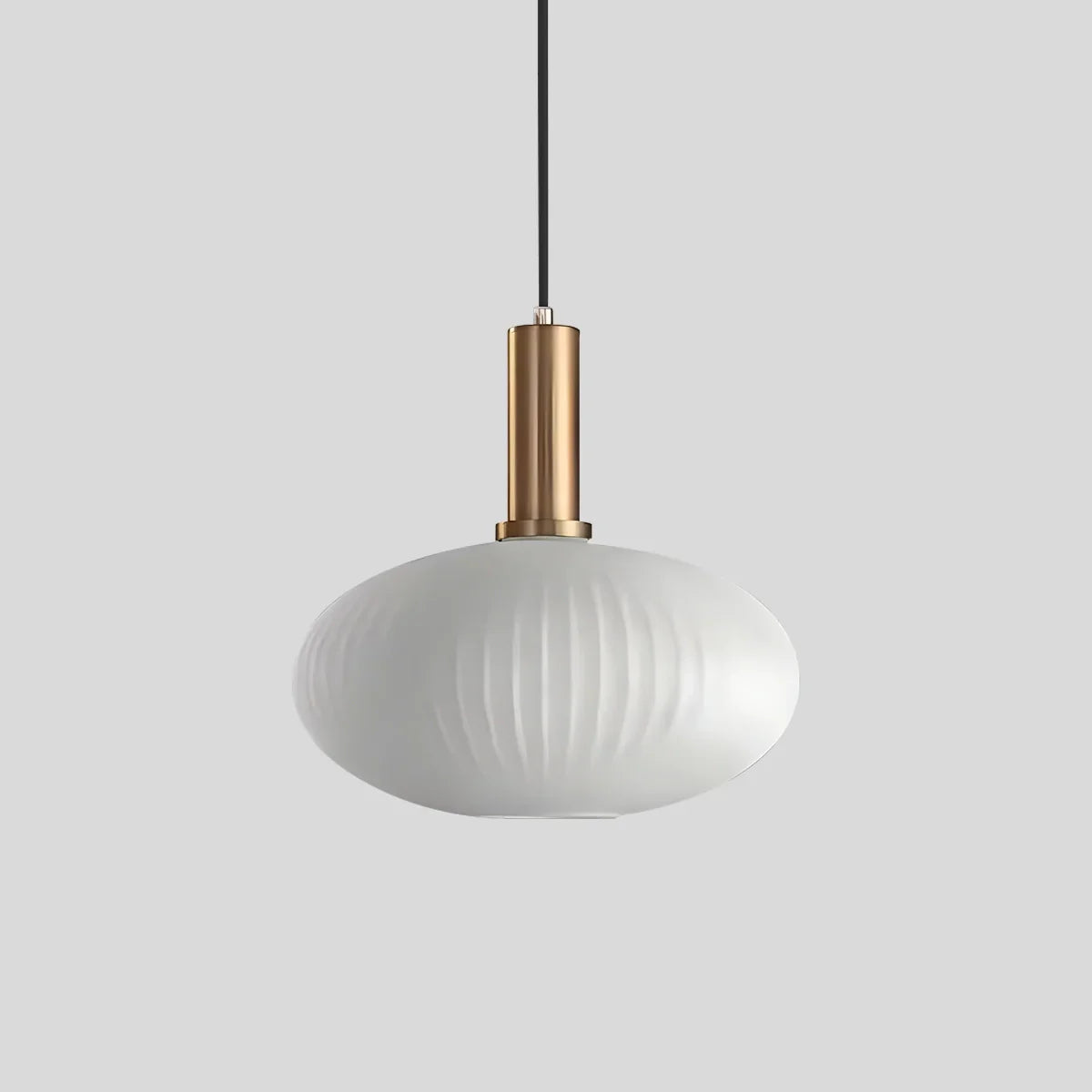 Ribbed Amber Glass Brass Finish Pendant Light (1.5m Adjustable Cord)