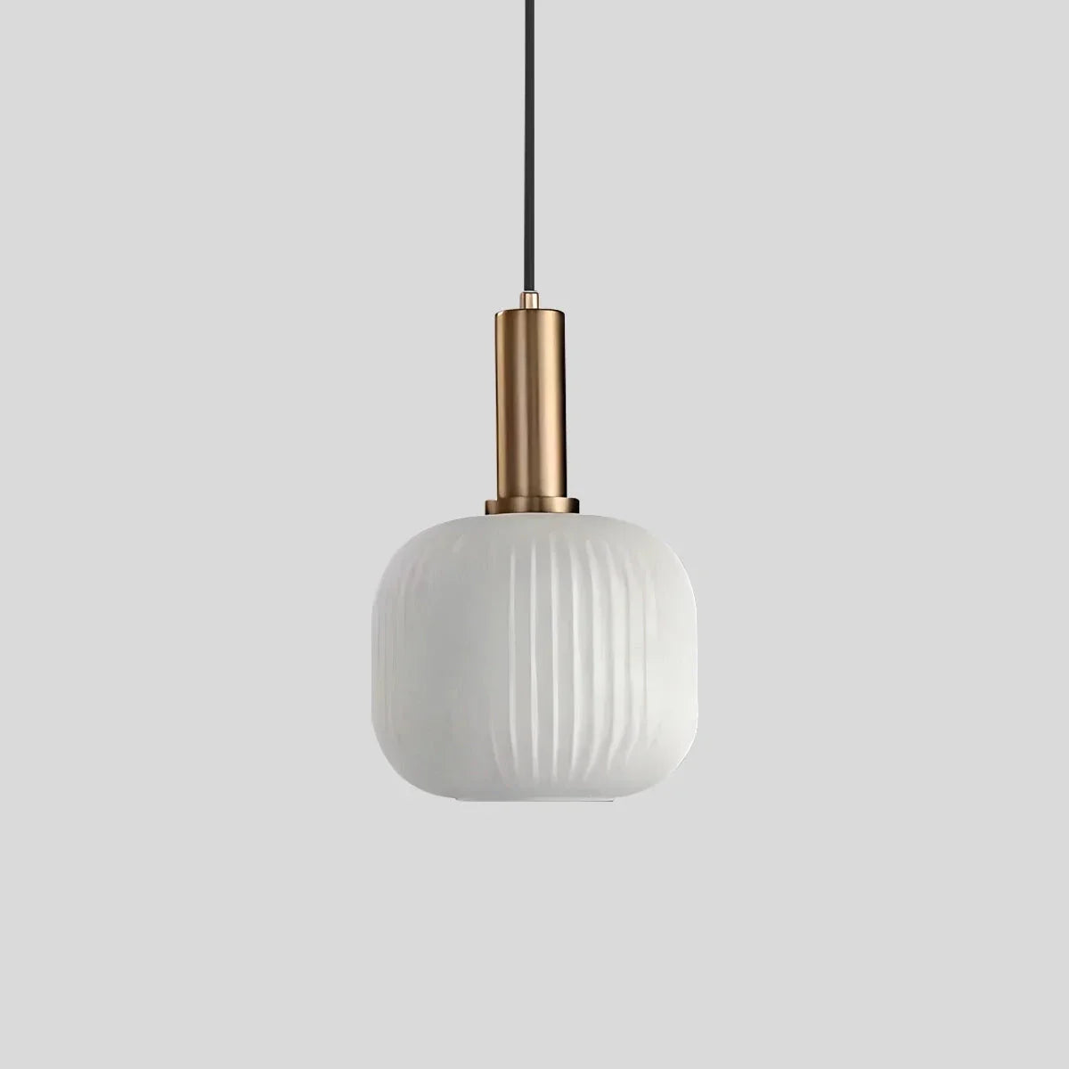 Ribbed Amber Glass Brass Finish Pendant Light (1.5m Adjustable Cord)