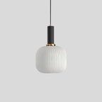 Ribbed Amber Glass Brass Finish Pendant Light (1.5m Adjustable Cord)