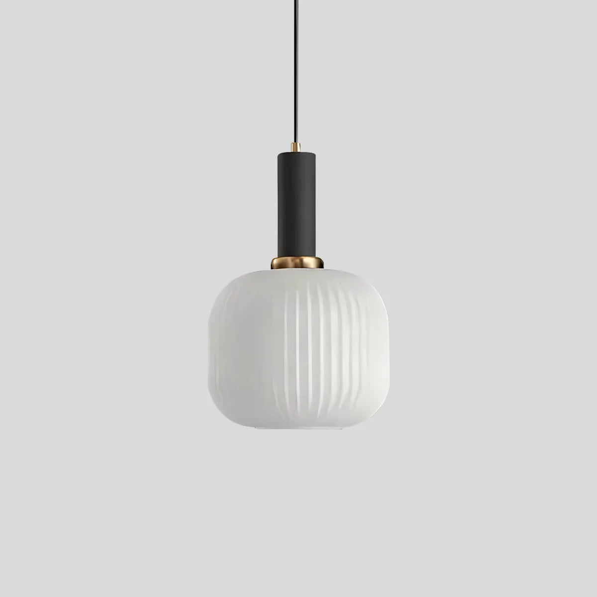 Ribbed Amber Glass Brass Finish Pendant Light (1.5m Adjustable Cord)