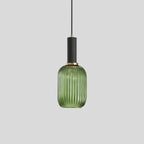 Ribbed Amber Glass Brass Finish Pendant Light (1.5m Adjustable Cord)