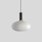 Ribbed Amber Glass Brass Finish Pendant Light (1.5m Adjustable Cord)