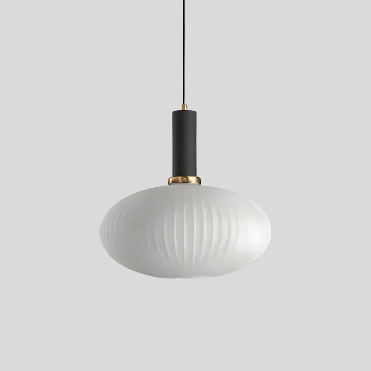 Ribbed Amber Glass Brass Finish Pendant Light (1.5m Adjustable Cord)