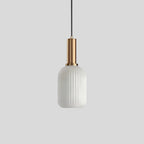 Ribbed Amber Glass Brass Finish Pendant Light (1.5m Adjustable Cord)