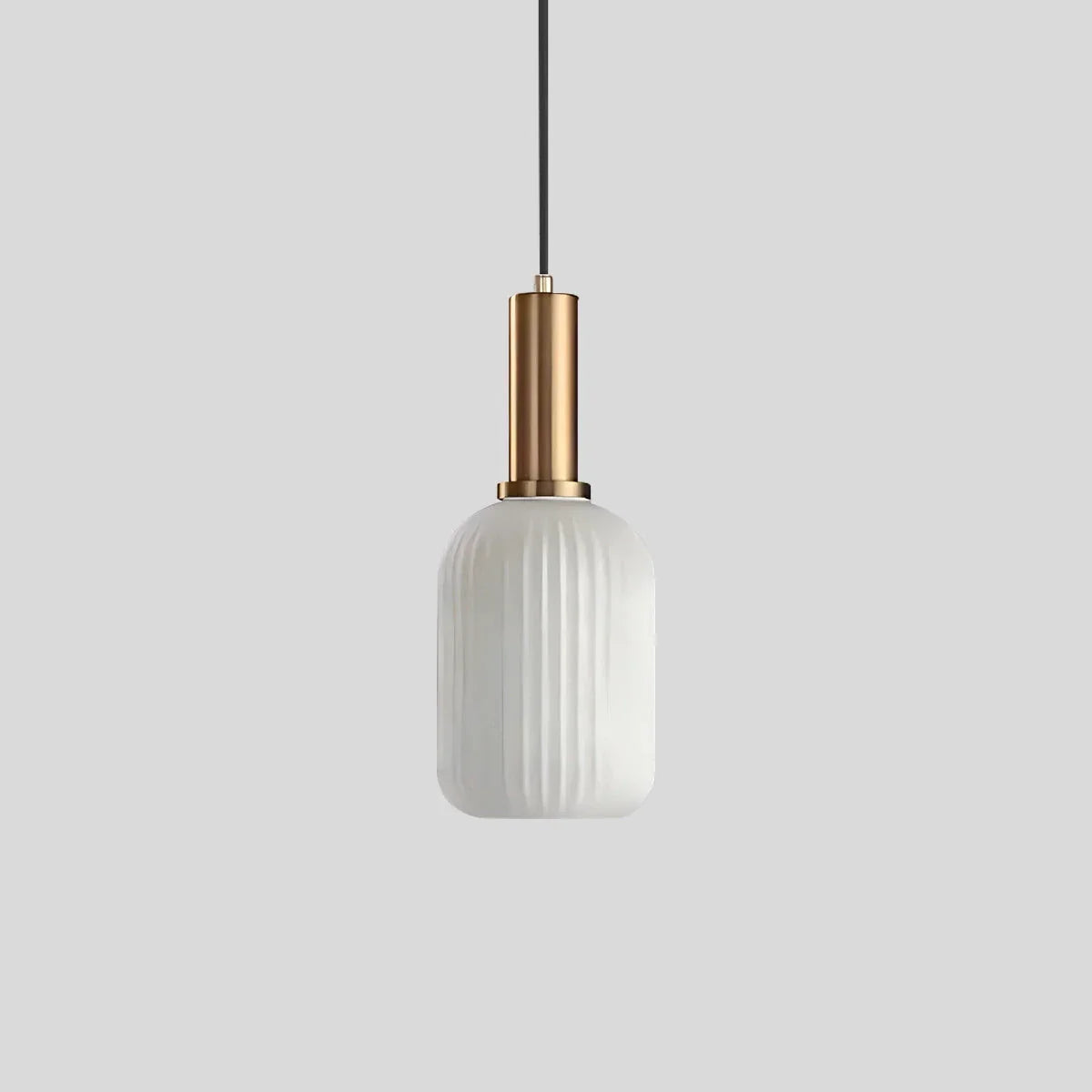 Ribbed Amber Glass Brass Finish Pendant Light (1.5m Adjustable Cord)