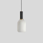 Ribbed Amber Glass Brass Finish Pendant Light (1.5m Adjustable Cord)