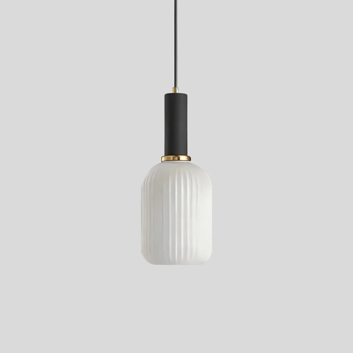 Ribbed Amber Glass Brass Finish Pendant Light (1.5m Adjustable Cord)