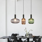 Ribbed Amber Glass Brass Finish Pendant Light (1.5m Adjustable Cord)