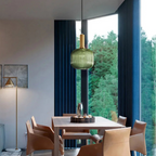 Ribbed Amber Glass Brass Finish Pendant Light (1.5m Adjustable Cord)