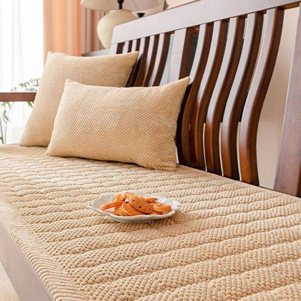 Ribbed Corduroy Thick-Padded Anti-Slip Sofa Seat Pad
