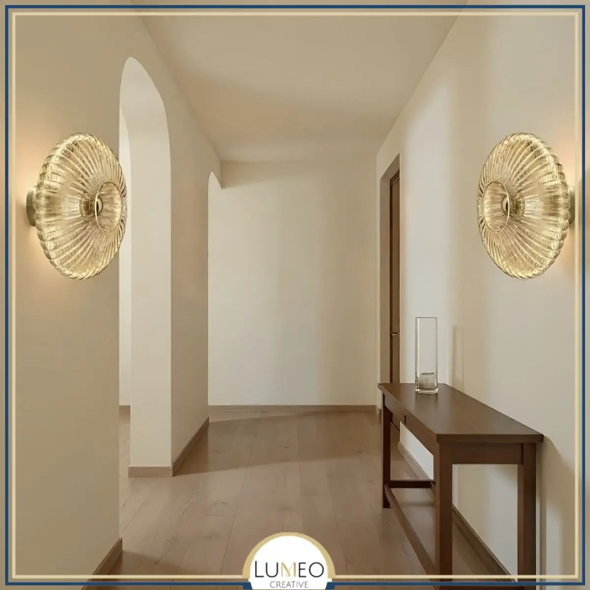 Ribbed Glass & Brushed Brass Wall Light
