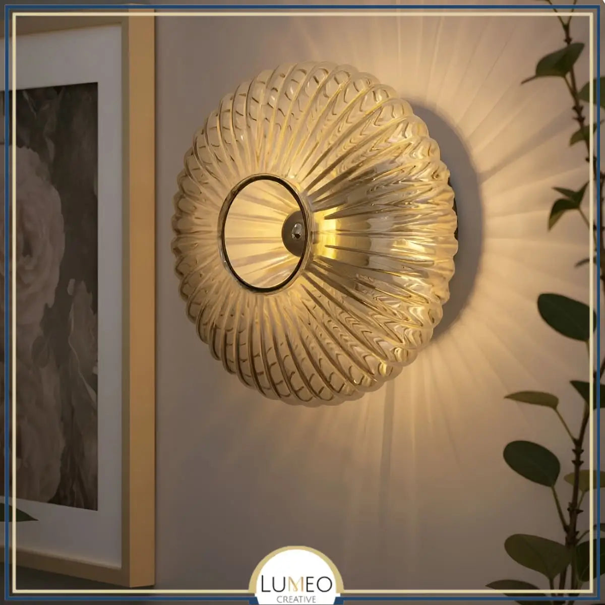 Ribbed Glass & Brushed Brass Wall Light