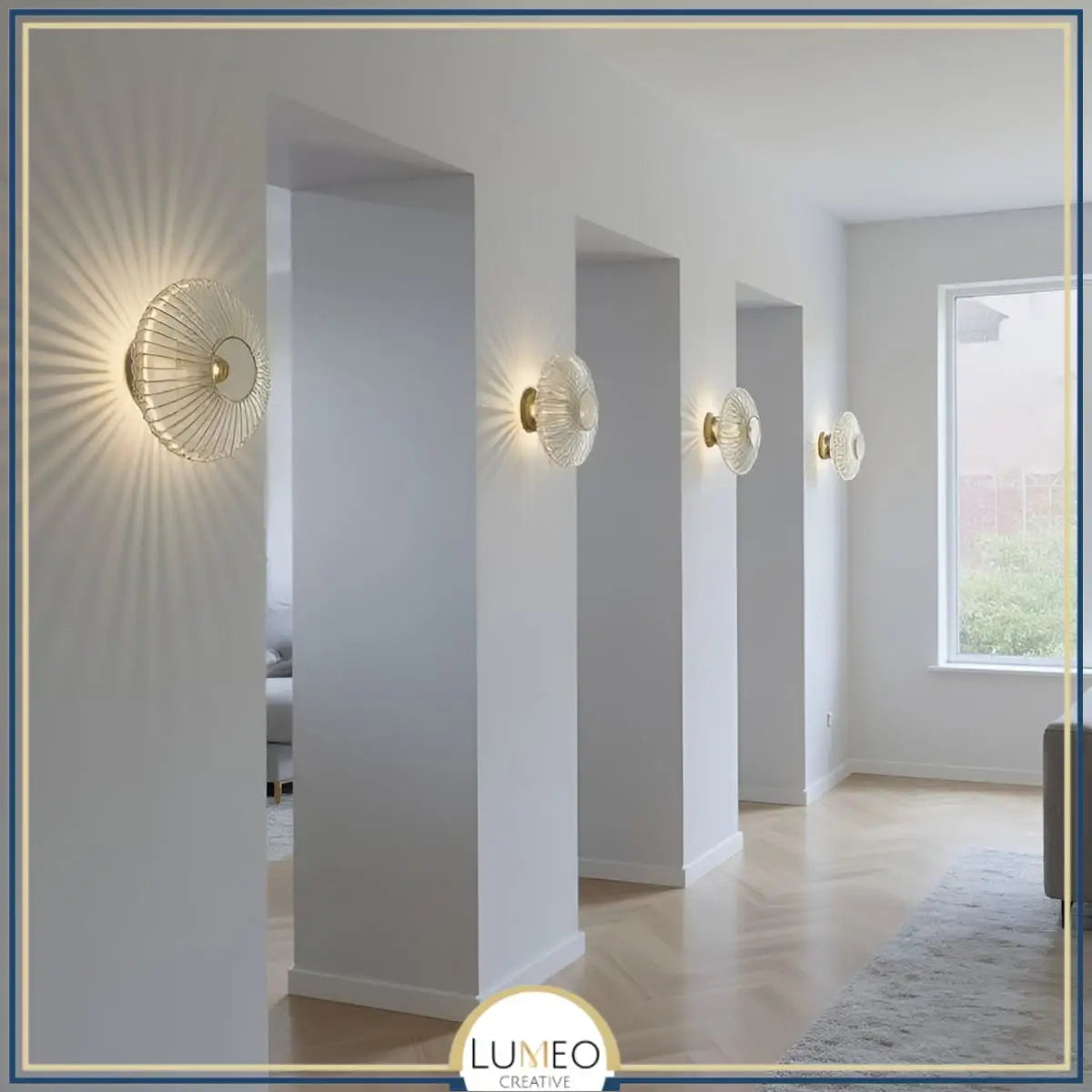Ribbed Glass & Brushed Brass Wall Light
