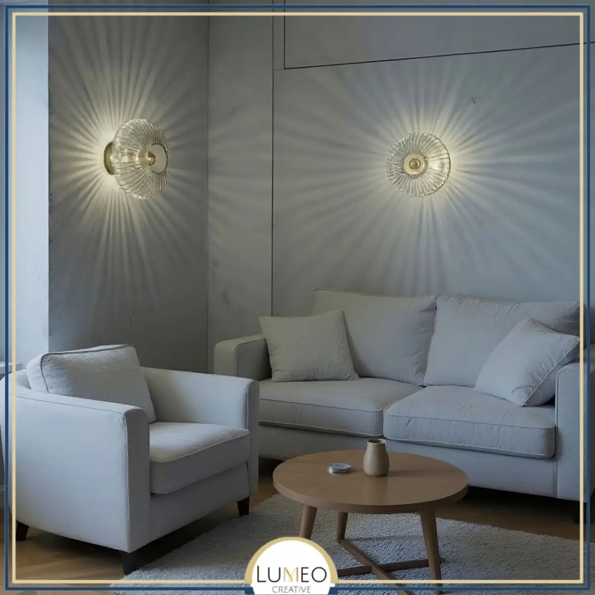 Ribbed Glass & Brushed Brass Wall Light