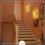 Ribbed Glass & Brushed Brass Wall Light