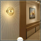 Ribbed Glass & Brushed Brass Wall Light