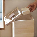 Rice Container Hinoki Wood Acrylic Lid Magnetic Closure