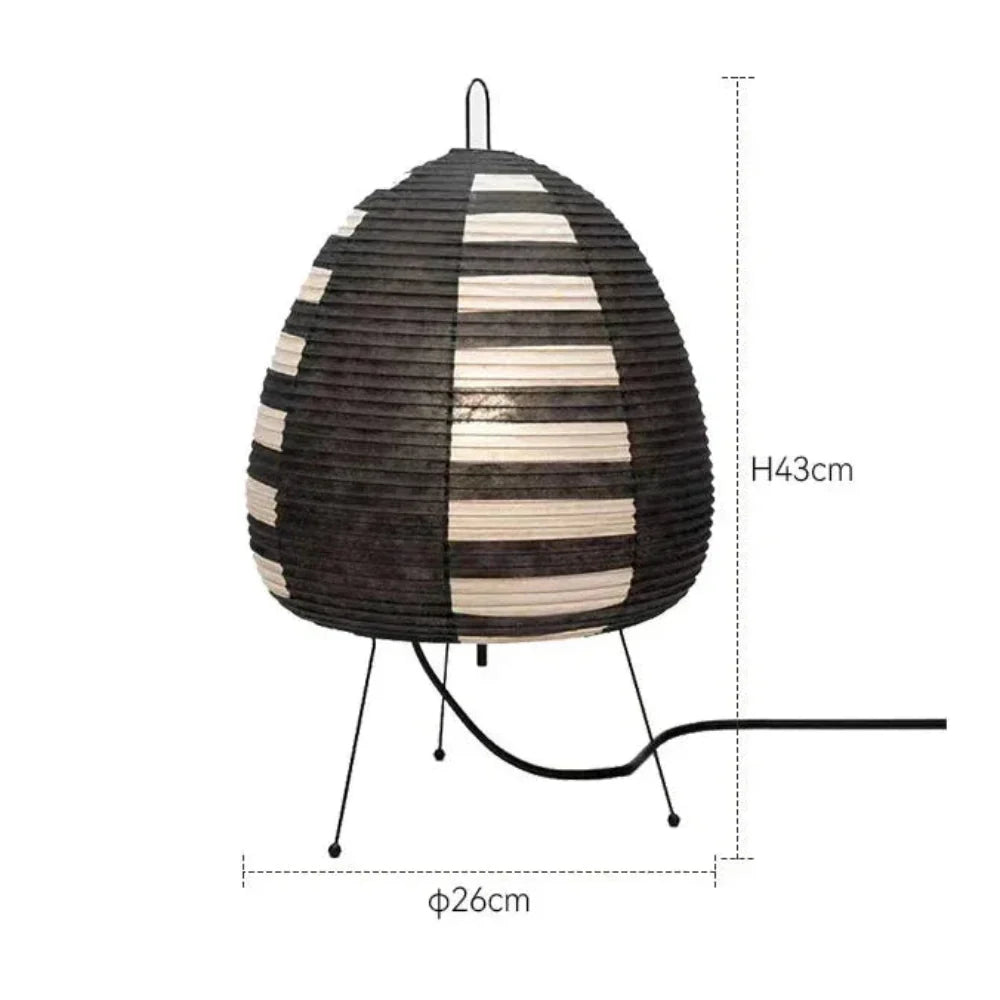 Rice Paper Shade & Iron Base Table Lamp
