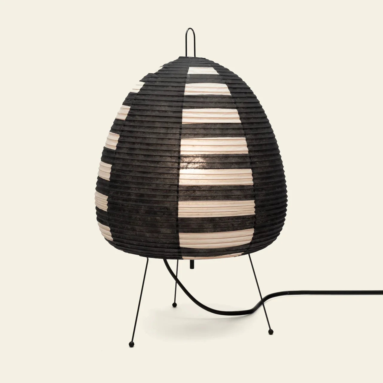 Rice Paper Shade & Iron Base Table Lamp