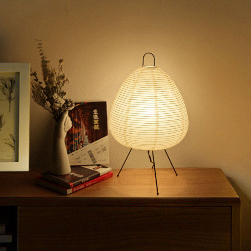 Rice Paper Shade & Iron Base Table Lamp