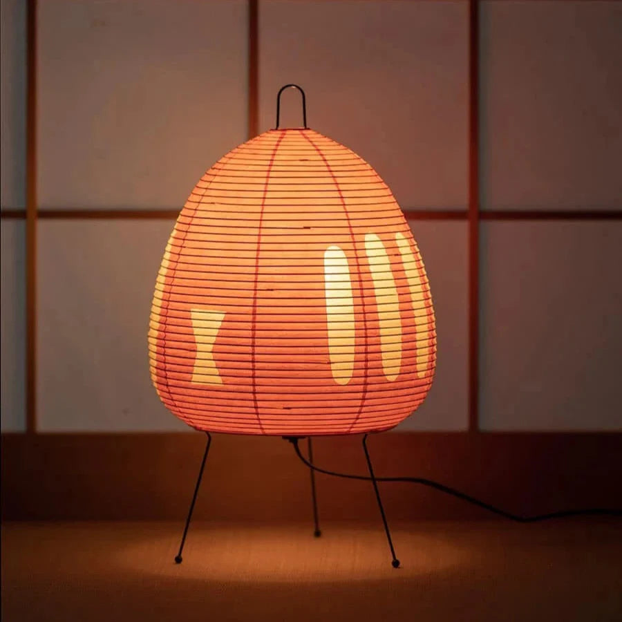 Rice Paper Shade & Iron Base Table Lamp