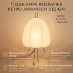 Rice Paper Shade & Iron Base Table Lamp