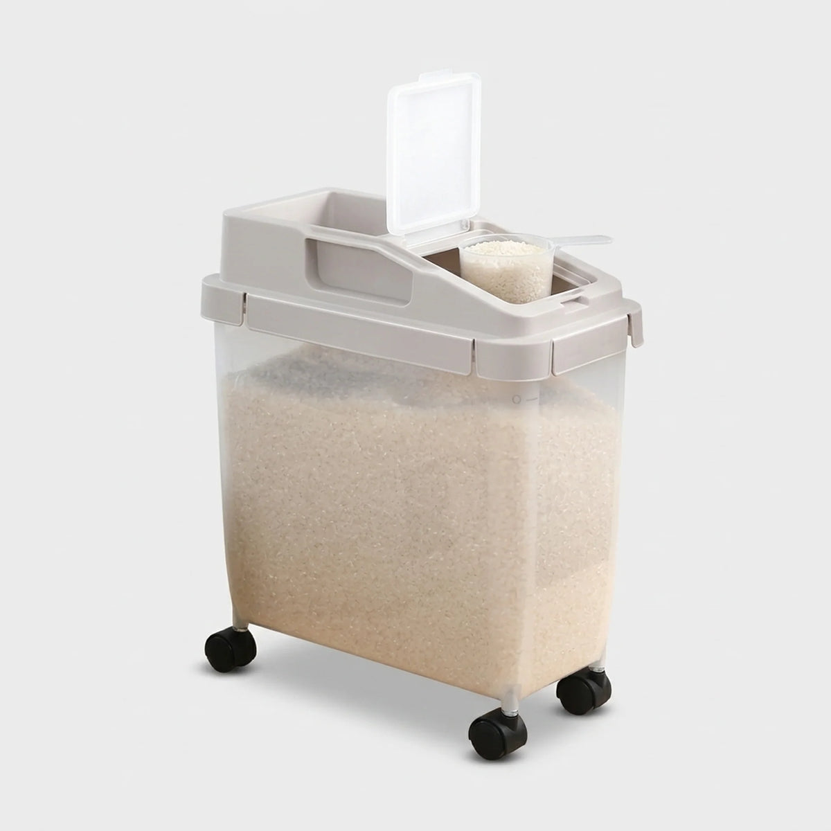 Rice Storage Container 22 lb Airtight Silicone Seal Wheels