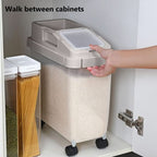 Rice Storage Container 22 lb Airtight Silicone Seal Wheels