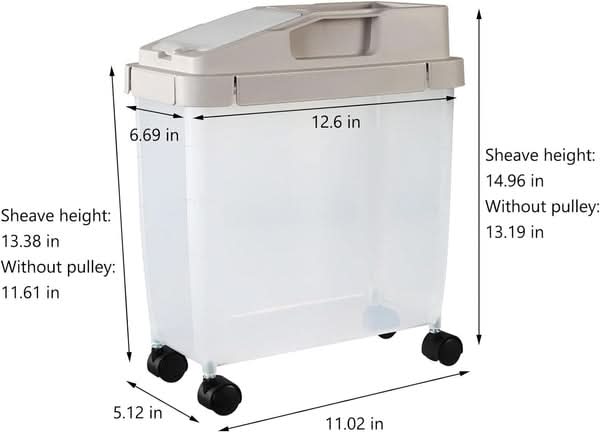 Rice Storage Container 22 lb Airtight Silicone Seal Wheels