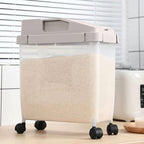 Rice Storage Container 22 lb Airtight Silicone Seal Wheels