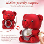 Ring And Necklace Set Rose Bear Charm Rhinestone Pendant