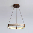 Ring Chandelier Travertine Stone & Walnut Integrated Dimmable LED