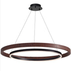 Ring Chandelier Wooden Integrated LED Adjustable Height