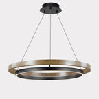 Ring Chandelier Wooden Integrated LED Adjustable Height