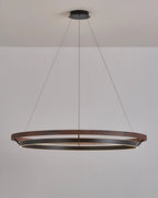 Ring Chandelier Wooden Integrated LED Adjustable Height