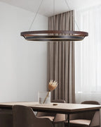 Ring Chandelier Wooden Integrated LED Adjustable Height